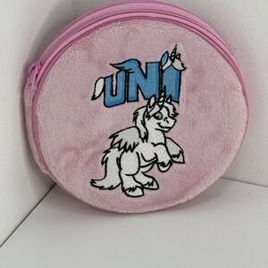 Vintage NEOPETS White Uni Unicorn Plush Pink Cover-8 CD DVD Case Holder Zipper
